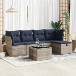 vidaXL Set mobilier grădină cu perne, 6 piese, gri, poliratan