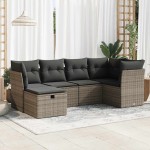 vidaXL Set mobilier grădină cu perne, 6 piese, gri, poliratan vidaXL Set mobilier grădină cu perne, 6 piese, gri, poliratan