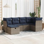 vidaXL Set mobilier grădină cu perne, 6 piese, gri, poliratan vidaXL Set mobilier grădină cu perne, 6 piese, gri, poliratan