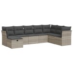 vidaXL Set mobilier de grădină cu perne, 8 piese gri deschis poliratan