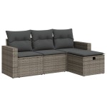 vidaXL Set canapea de grădină cu perne, 4 piese, gri, poliratan vidaXL Set canapea de grădină cu perne, 4 piese, gri, poliratan