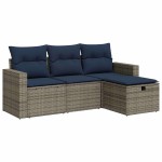 vidaXL Set canapea de grădină cu perne, 4 piese, gri, poliratan vidaXL Set canapea de grădină cu perne, 4 piese, gri, poliratan