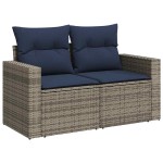 vidaXL Set canapea de grădină cu perne, 4 piese, gri, poliratan vidaXL Set canapea de grădină cu perne, 4 piese, gri, poliratan