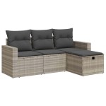vidaXL Set canapea de grădină cu perne, 4 piese, gri deschis poliratan vidaXL Set canapea de grădină cu perne, 4 piese, gri deschis poliratan