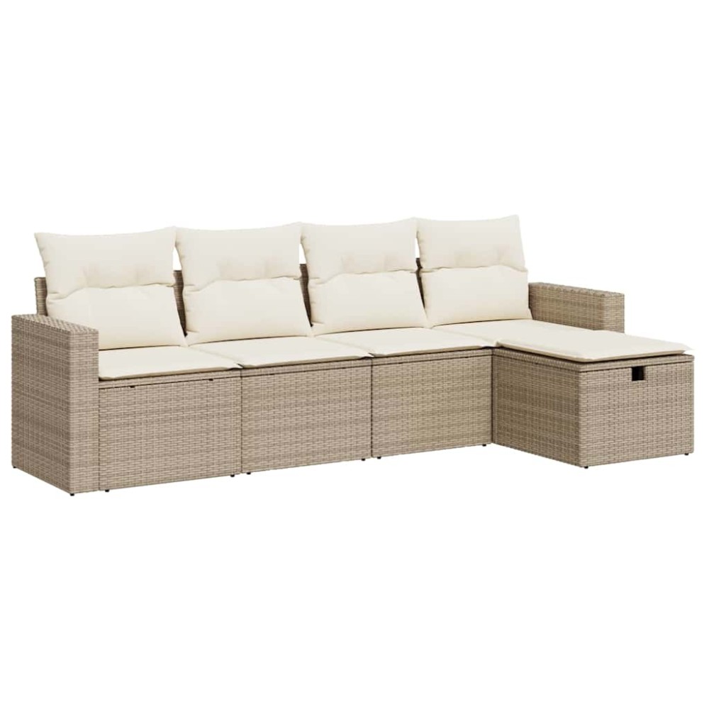 vidaXL Set canapele de grădină cu perne, 5 piese, bej, poliratan