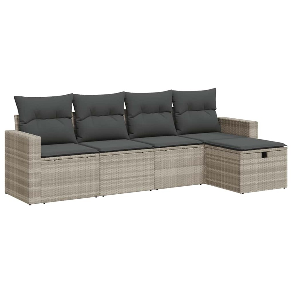 vidaXL Set canapele de grădină cu perne, 5 piese gri deschis poliratan