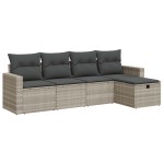 vidaXL Set canapele de grădină cu perne, 5 piese gri deschis poliratan vidaXL Set canapele de grădină cu perne, 5 piese gri deschis poliratan