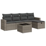 vidaXL Set mobilier grădină cu perne, 6 piese, gri, poliratan vidaXL Set mobilier grădină cu perne, 6 piese, gri, poliratan