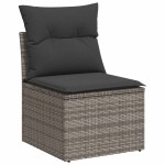 vidaXL Set mobilier grădină cu perne, 6 piese, gri, poliratan vidaXL Set mobilier grădină cu perne, 6 piese, gri, poliratan