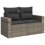vidaXL Set mobilier grădină cu perne, 6 piese, gri, poliratan vidaXL Set mobilier grădină cu perne, 6 piese, gri, poliratan