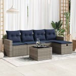 vidaXL Set mobilier grădină cu perne, 6 piese, gri, poliratan vidaXL Set mobilier grădină cu perne, 6 piese, gri, poliratan