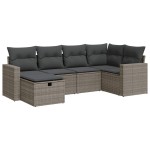 vidaXL Set mobilier grădină cu perne, 6 piese, gri, poliratan vidaXL Set mobilier grădină cu perne, 6 piese, gri, poliratan