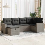 vidaXL Set mobilier grădină cu perne, 6 piese, gri, poliratan vidaXL Set mobilier grădină cu perne, 6 piese, gri, poliratan