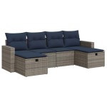 vidaXL Set mobilier grădină cu perne, 6 piese, gri, poliratan vidaXL Set mobilier grădină cu perne, 6 piese, gri, poliratan