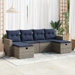 vidaXL Set mobilier grădină cu perne, 6 piese, gri, poliratan vidaXL Set mobilier grădină cu perne, 6 piese, gri, poliratan