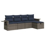 vidaXL Set canapea de grădină cu perne, 5 piese, gri, poliratan