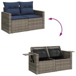 vidaXL Set canapea de grădină cu perne, 5 piese, gri, poliratan