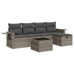vidaXL Set mobilier grădină cu perne, 6 piese, gri, poliratan