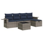 vidaXL Set mobilier grădină cu perne, 6 piese, gri, poliratan