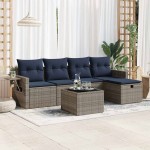 vidaXL Set mobilier grădină cu perne, 6 piese, gri, poliratan