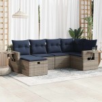 vidaXL Set mobilier grădină cu perne, 6 piese, gri, poliratan