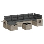vidaXL Set mobilier de grădină cu perne, 8 piese gri deschis poliratan vidaXL Set mobilier de grădină cu perne, 8 piese gri deschis poliratan