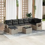 vidaXL Set mobilier de grădină cu perne, 8 piese gri deschis poliratan vidaXL Set mobilier de grădină cu perne, 8 piese gri deschis poliratan