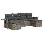 vidaXL Set mobilier grădină cu perne, 6 piese, gri, poliratan