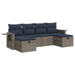 vidaXL Set mobilier grădină cu perne, 6 piese, gri, poliratan