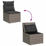 vidaXL Set canapea de grădină cu perne, 4 piese, gri, poliratan vidaXL Set canapea de grădină cu perne, 4 piese, gri, poliratan