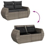 vidaXL Set canapea de grădină cu perne, 4 piese, gri, poliratan vidaXL Set canapea de grădină cu perne, 4 piese, gri, poliratan