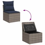 vidaXL Set canapea de grădină cu perne, 4 piese, gri, poliratan