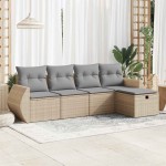 vidaXL Set canapele de grădină cu perne, 5 piese, bej, poliratan vidaXL Set canapele de grădină cu perne, 5 piese, bej, poliratan