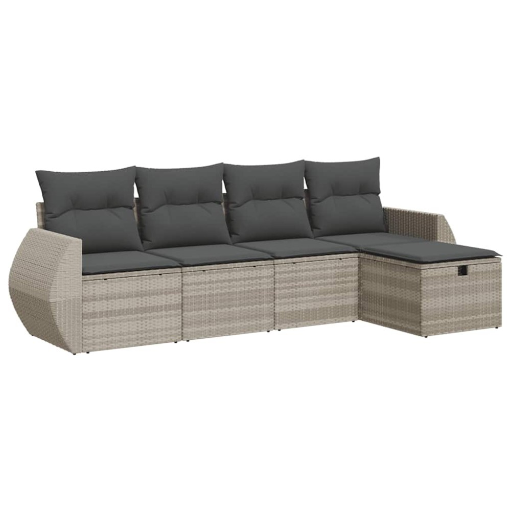 vidaXL Set canapele de grădină cu perne, 5 piese gri deschis poliratan