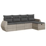 vidaXL Set canapele de grădină cu perne, 5 piese gri deschis poliratan vidaXL Set canapele de grădină cu perne, 5 piese gri deschis poliratan