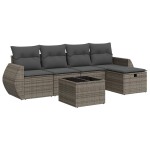 vidaXL Set mobilier grădină cu perne, 6 piese, gri, poliratan