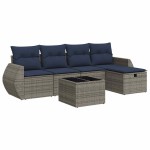 vidaXL Set mobilier grădină cu perne, 6 piese, gri, poliratan