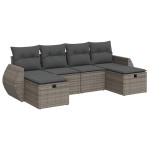 vidaXL Set mobilier grădină cu perne, 6 piese, gri, poliratan
