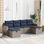 vidaXL Set mobilier grădină cu perne, 6 piese, gri, poliratan