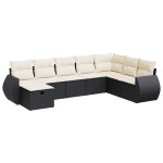 vidaXL Set mobilier de grădină cu perne, 8 piese, negru, poliratan vidaXL Set mobilier de grădină cu perne, 8 piese, negru, poliratan