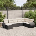 vidaXL Set mobilier de grădină cu perne, 8 piese, negru, poliratan vidaXL Set mobilier de grădină cu perne, 8 piese, negru, poliratan