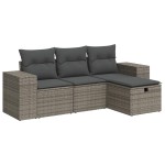 vidaXL Set canapea de grădină cu perne, 4 piese, gri, poliratan vidaXL Set canapea de grădină cu perne, 4 piese, gri, poliratan