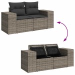 vidaXL Set canapea de grădină cu perne, 4 piese, gri, poliratan vidaXL Set canapea de grădină cu perne, 4 piese, gri, poliratan