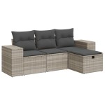 vidaXL Set canapea de grădină cu perne, 4 piese, gri deschis poliratan vidaXL Set canapea de grădină cu perne, 4 piese, gri deschis poliratan