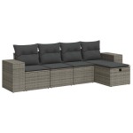 vidaXL Set canapea de grădină cu perne, 5 piese, gri, poliratan