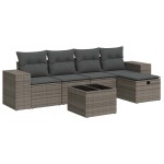 vidaXL Set mobilier grădină cu perne, 6 piese, gri, poliratan vidaXL Set mobilier grădină cu perne, 6 piese, gri, poliratan
