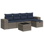 vidaXL Set mobilier grădină cu perne, 6 piese, gri, poliratan