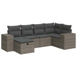 vidaXL Set mobilier grădină cu perne, 6 piese, gri, poliratan