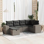 vidaXL Set mobilier grădină cu perne, 6 piese, gri, poliratan