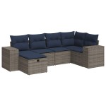 vidaXL Set mobilier grădină cu perne, 6 piese, gri, poliratan vidaXL Set mobilier grădină cu perne, 6 piese, gri, poliratan